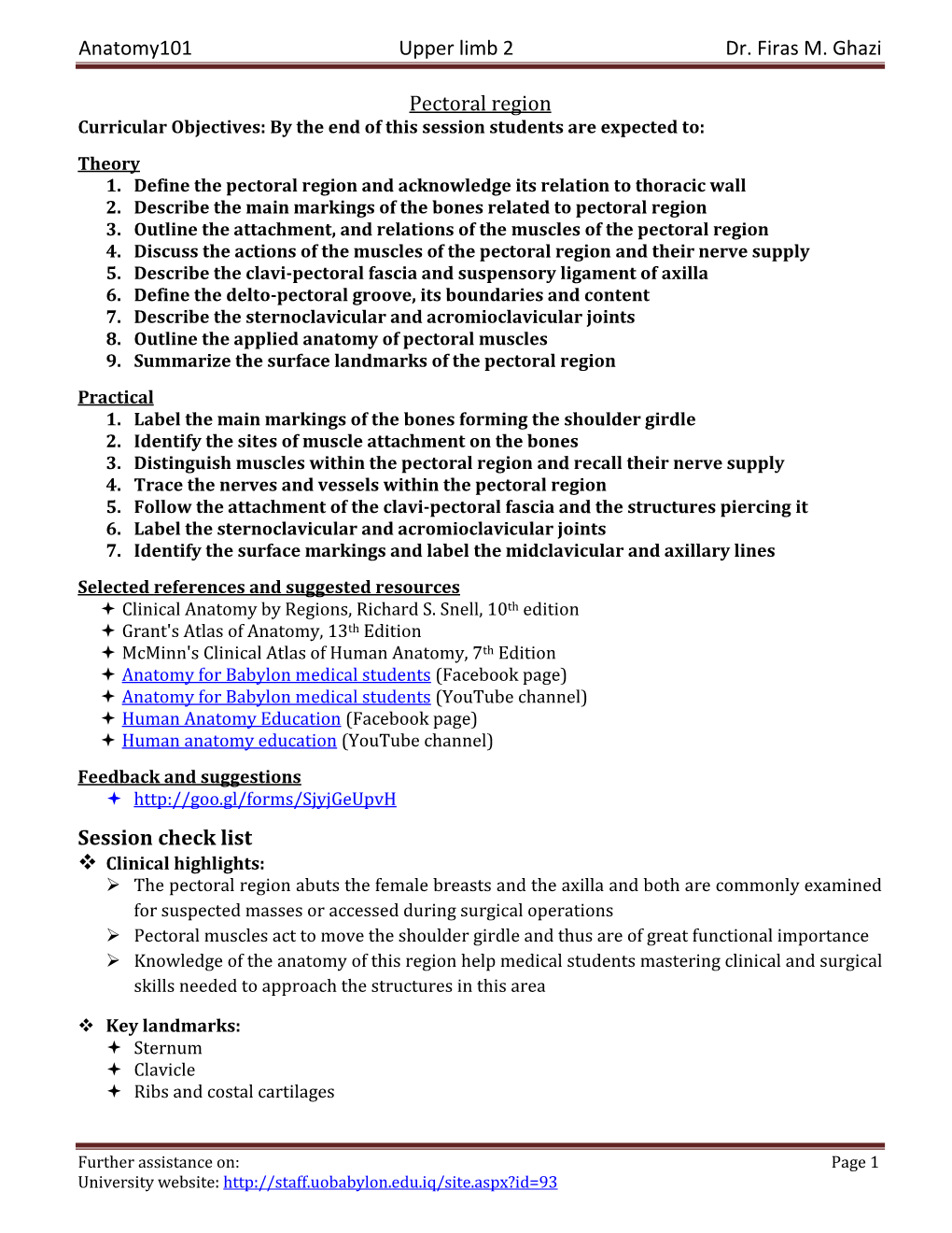Anatomy101 Upper Limb 2 Dr. Firas M. Ghazi