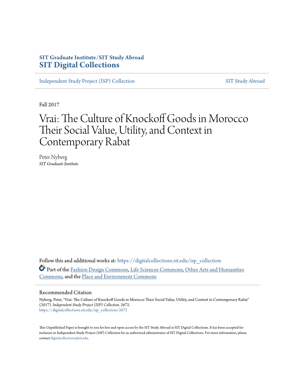 The Culture of Knockoff Goods in Morocco Their Social Value, Utility, and Context in Contemporary Rabat