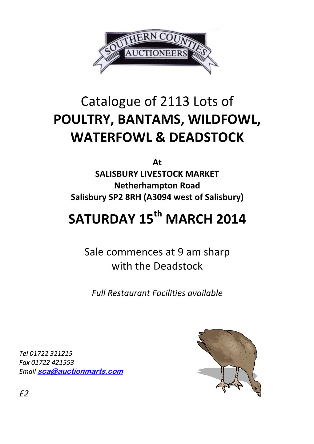 Catalogue of 2113 Lots of POULTRY, BANTAMS, WILDFOWL, WATERFOWL & DEADSTOCK