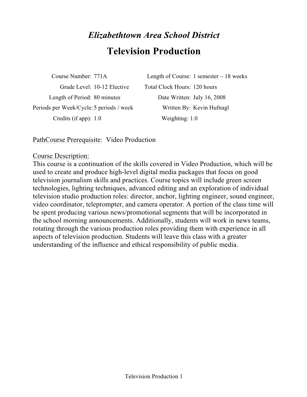 Television Production