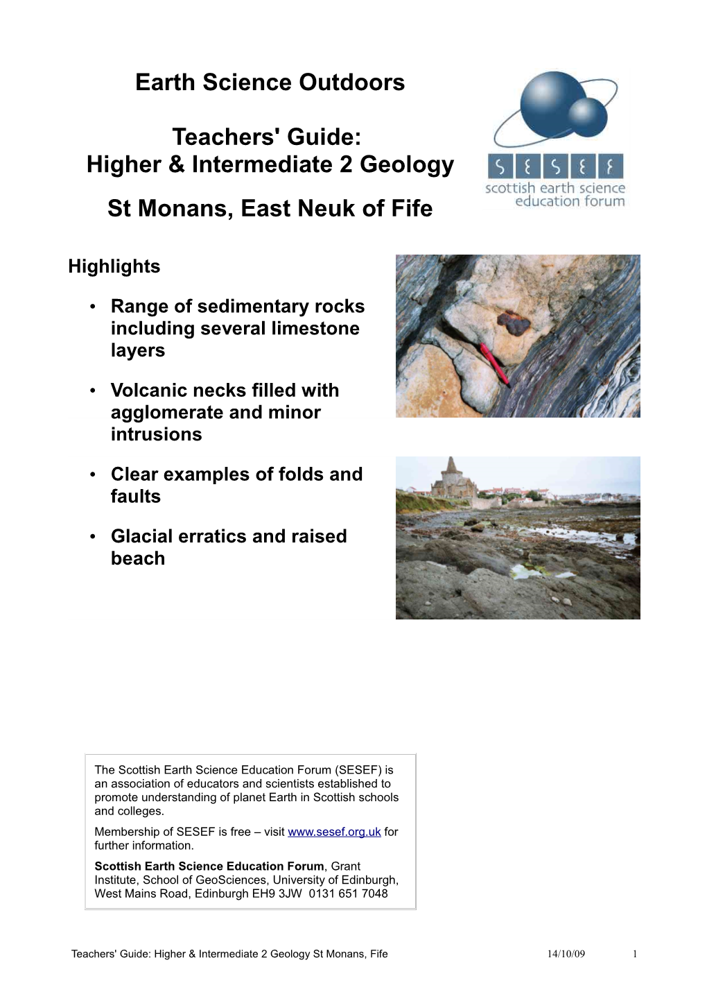 Higher & Intermediate 2 Geology St Monans, East Neuk of Fife