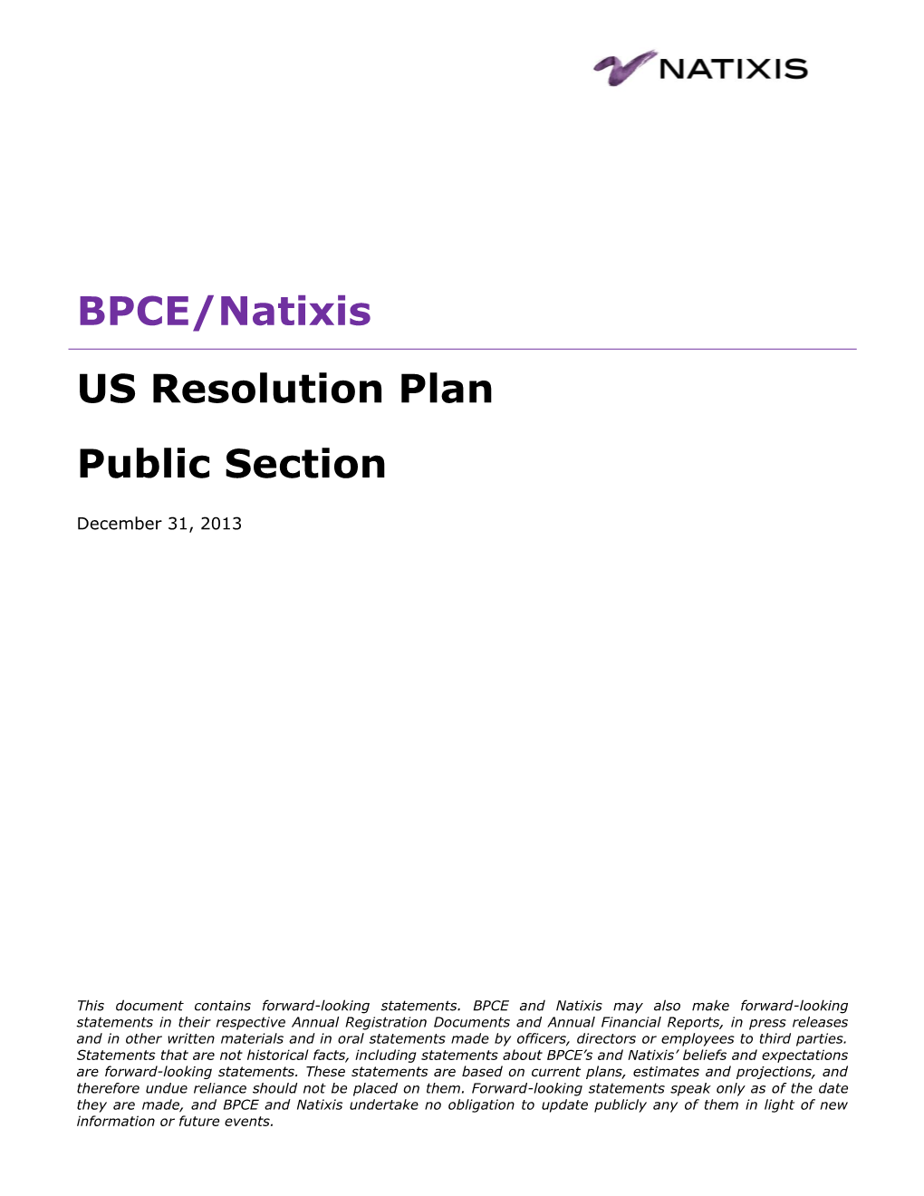 BPCE/Natixis US Resolution Plan