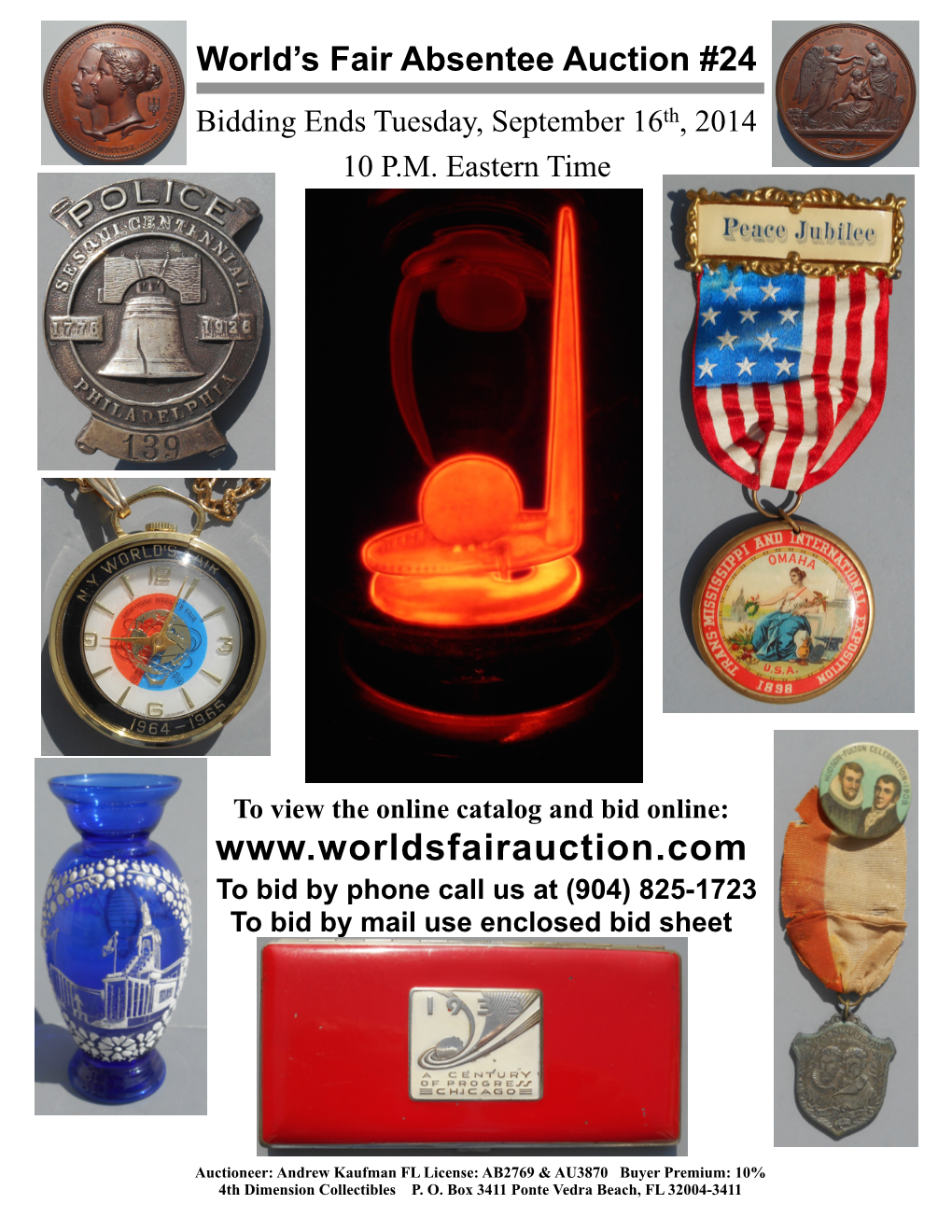 Catalog and Bid Online: to Bid by Phone Call Us at (904) 825-1723 to Bid by Mail Use Enclosed Bid Sheet