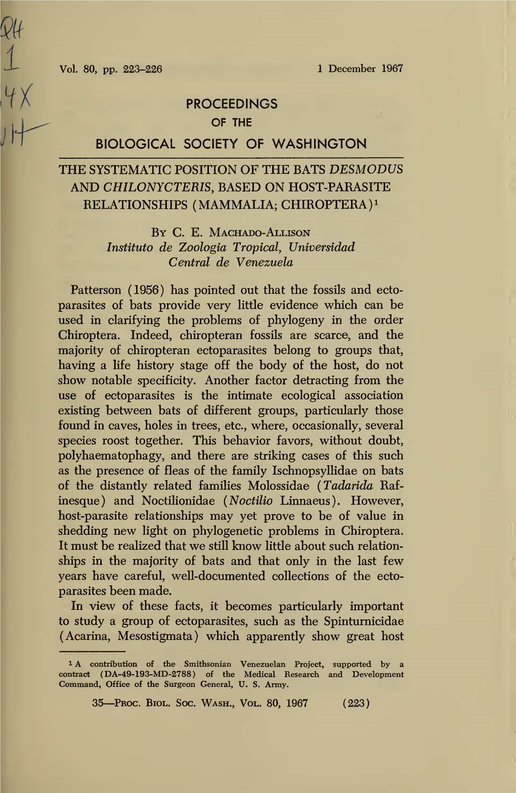 Proceedings of the Biological Society of Washington