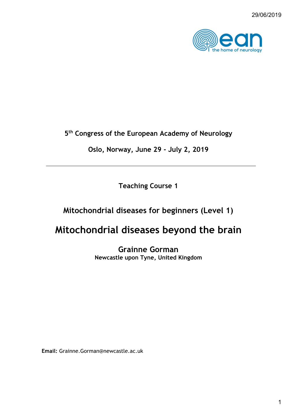 Mitochondrial Diseases Beyond the Brain