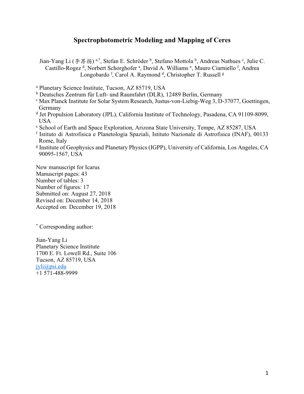 Spectrophotometric Modeling and Mapping of Ceres