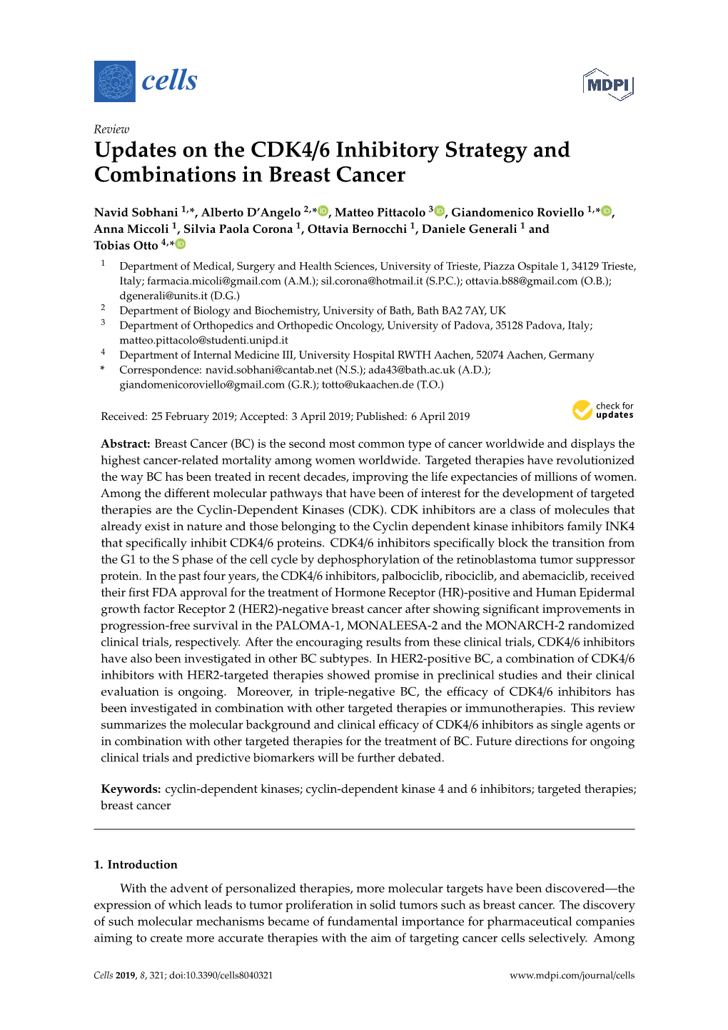 Updates on the CDK4/6 Inhibitory Strategy and Combinations in Breast Cancer