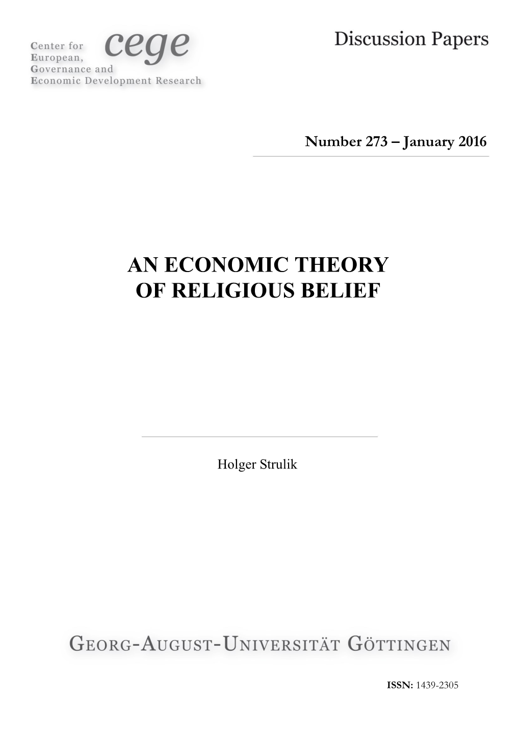 An Economic Theory of Religious Belief