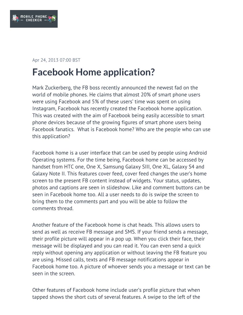 Facebook Home Application?