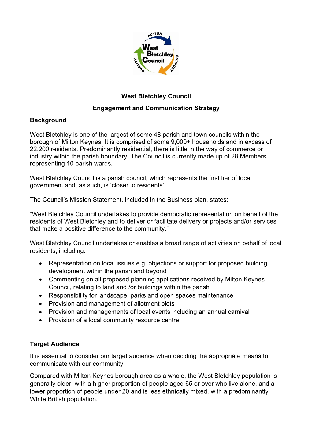 West Bletchley Council Engagement and Communication Strategy Background