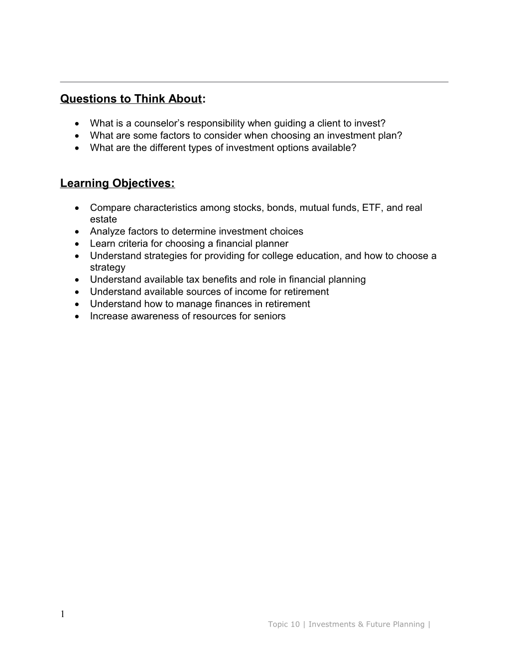 What Is a Counselor S Responsibility When Guiding a Client to Invest?