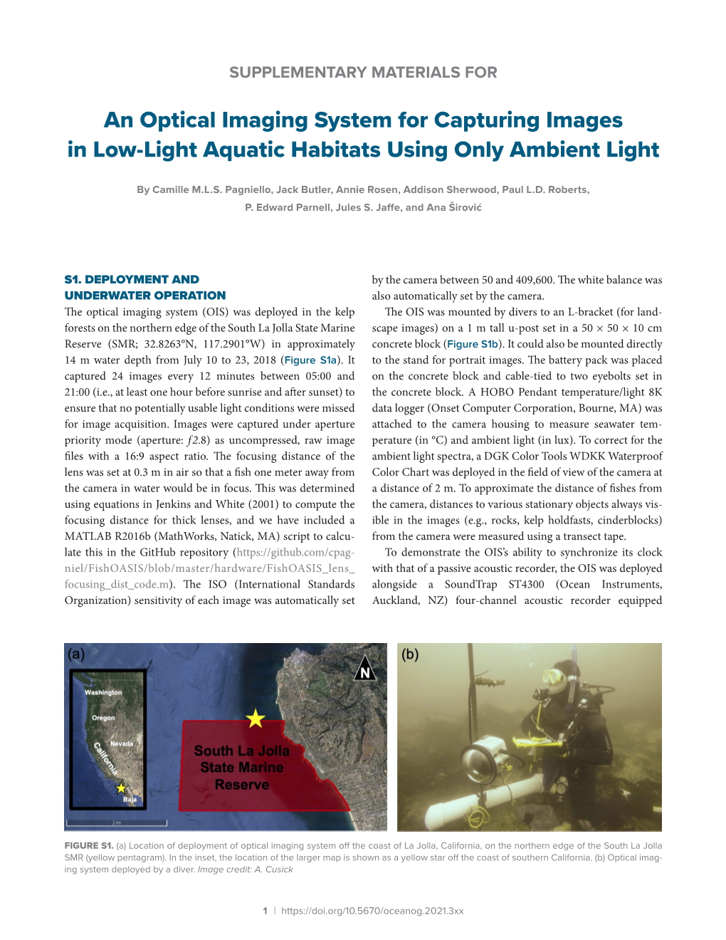 An Optical Imaging System for Capturing Images in Low-Light Aquatic Habitats Using Only Ambient Light
