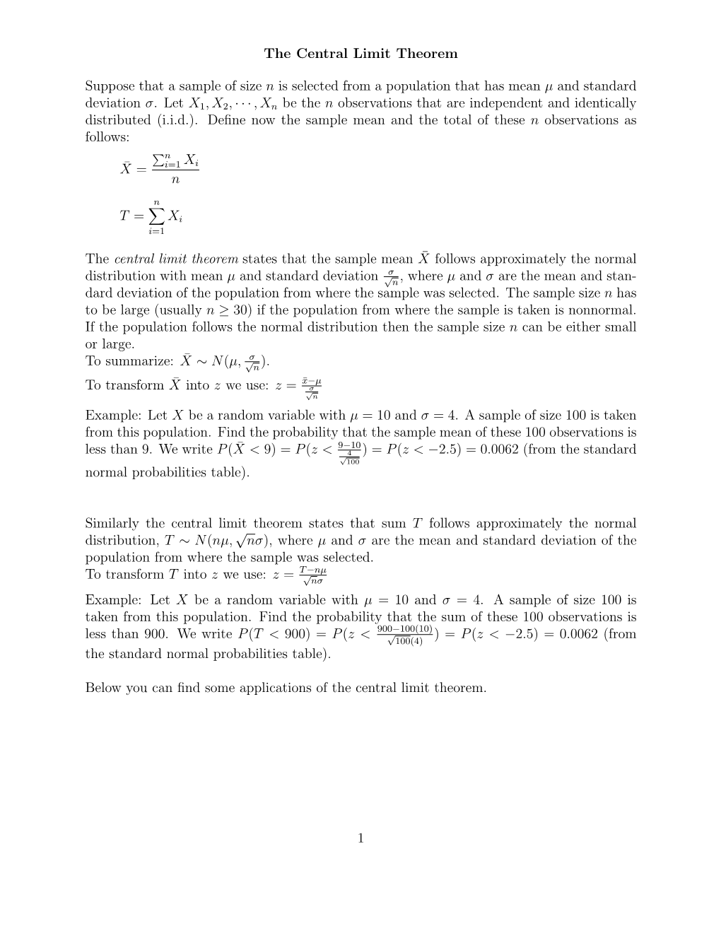 Central Limit Theorem