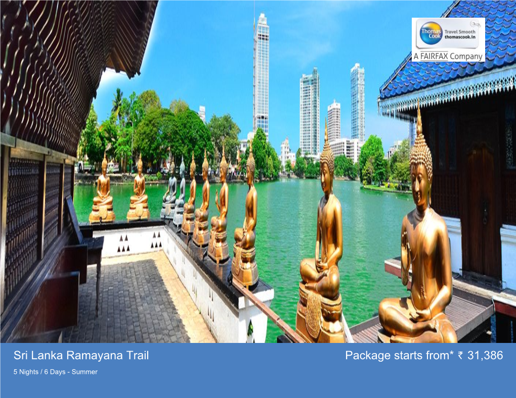 Sri Lanka Ramayana Trail Package Starts From* 31,386