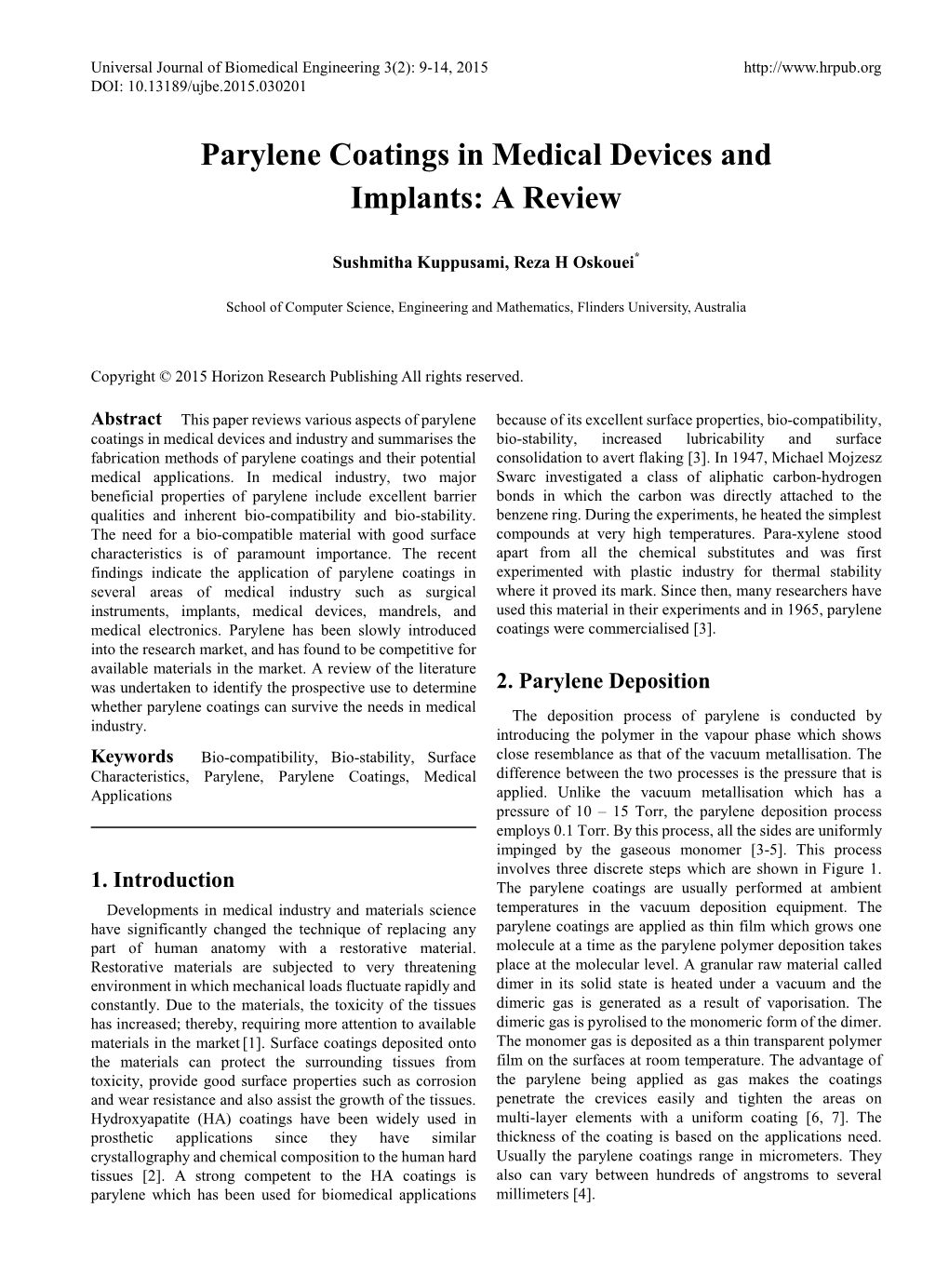 Parylene Coatings in Medical Devices and Implants: a Review