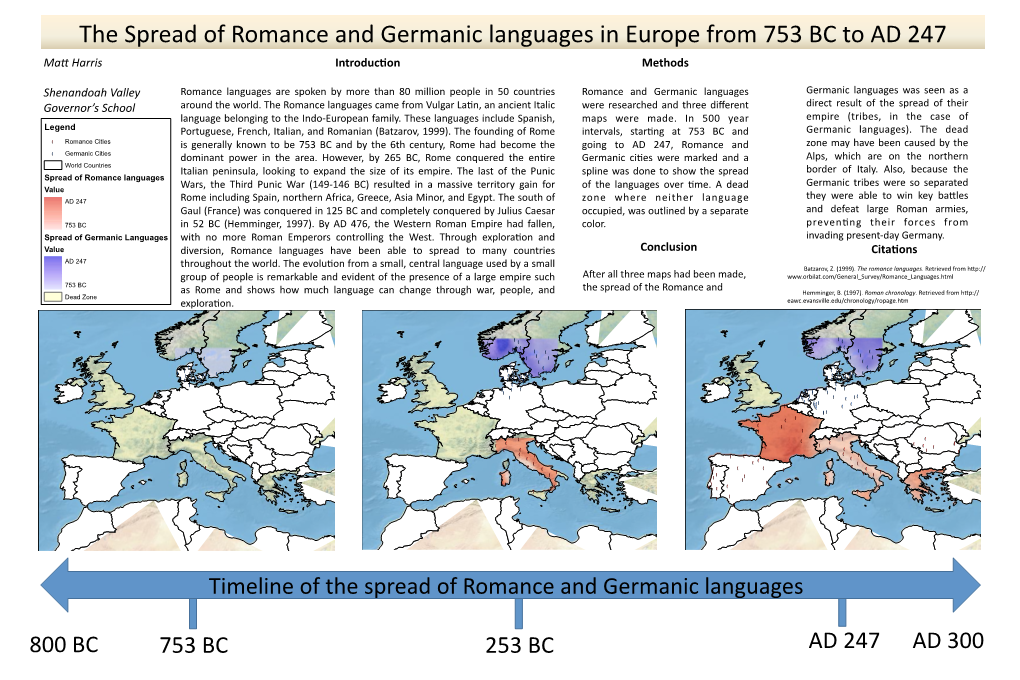 The Spread of Romance and Germanic Languages in Europe from 753 BC to AD 247 Ma� Harris Introduc�On Methods