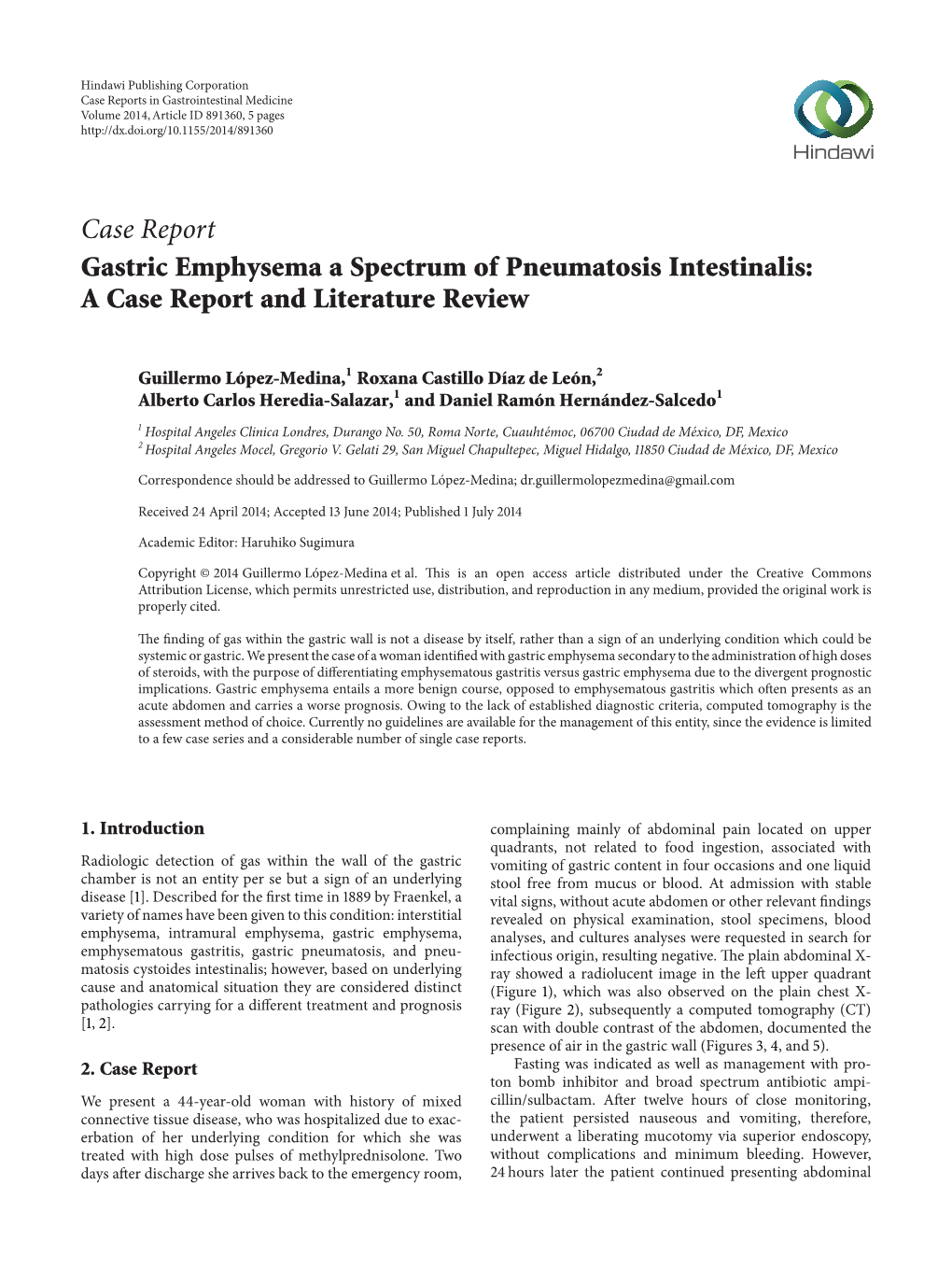 Gastric Emphysema a Spectrum of Pneumatosis Intestinalis: a Case Report and Literature Review