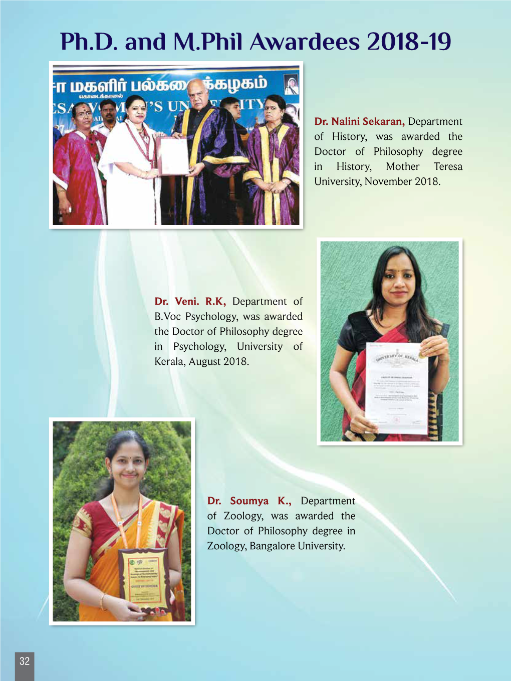 Ph.D. and M.Phil Awardees 2018-19