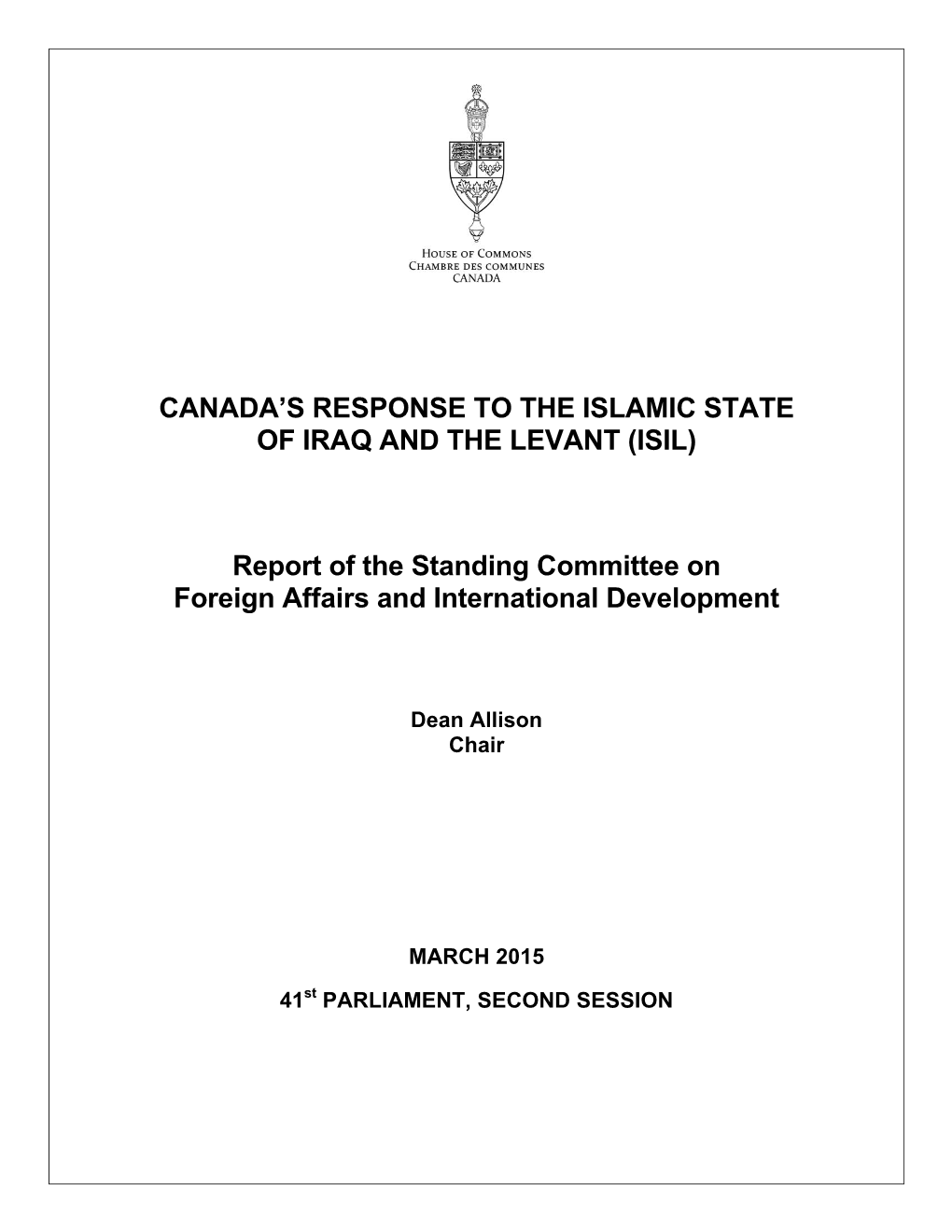 (ISIL) Report of the Standing Committee on Foreign Affairs and I