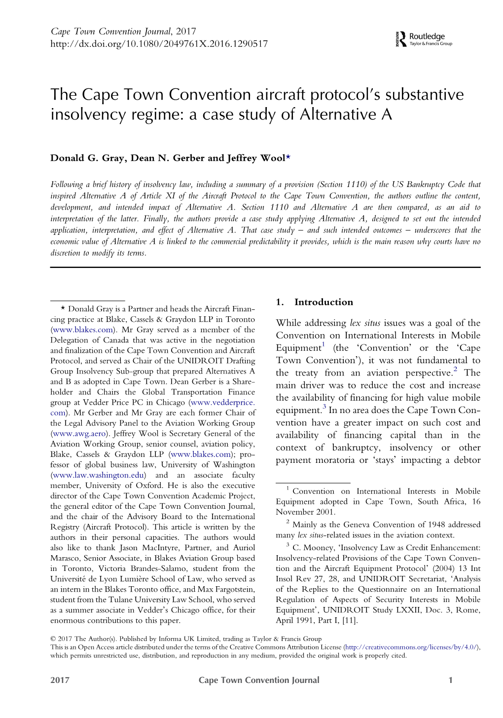 The Cape Town Convention Aircraft Protocol's Substantive Insolvency