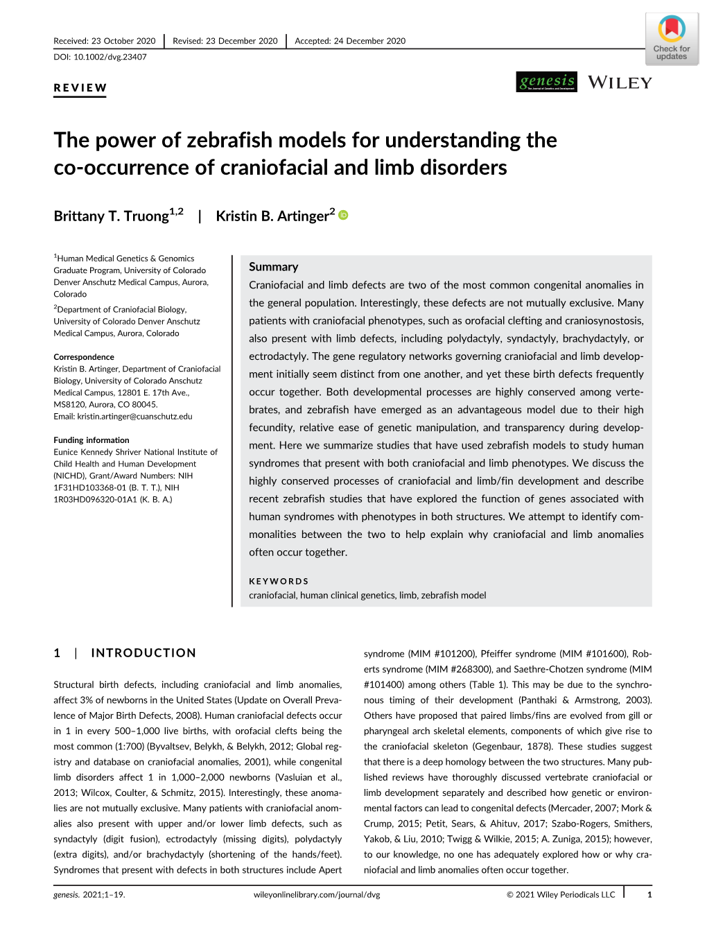 The Power of Zebrafish Models for Understanding the Co‐Occurrence of Craniofacial and Limb Disorders