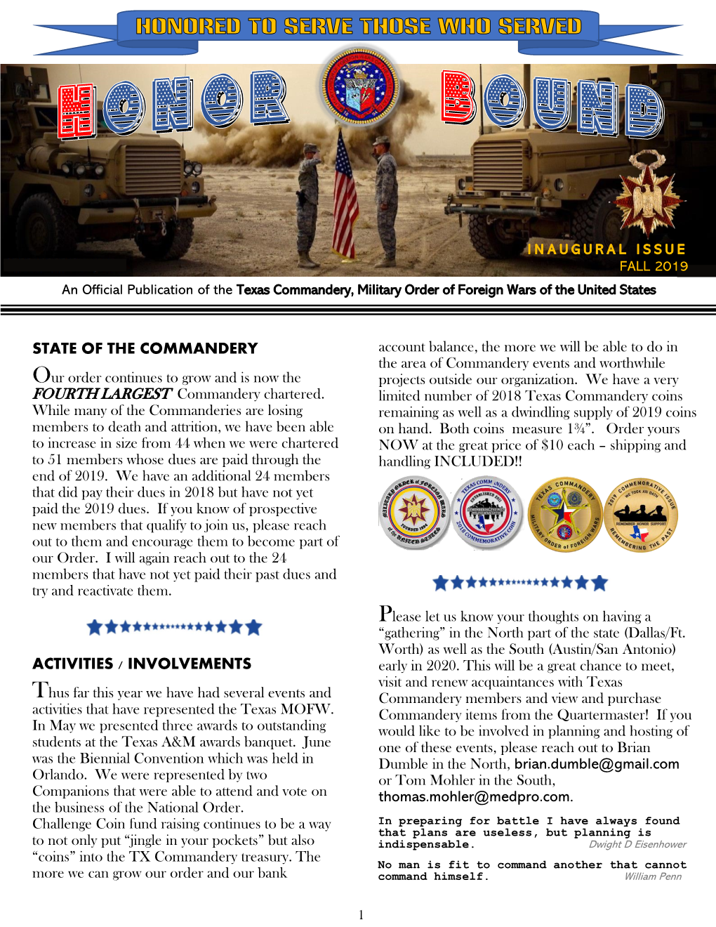 TX MOFW Commandery Newsletter