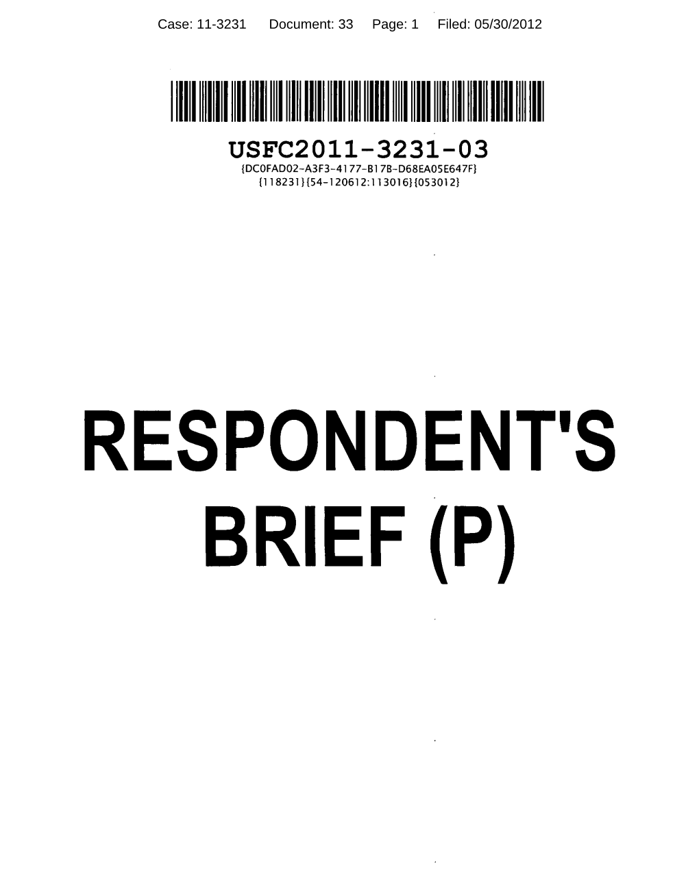 RESPONDENT's BRIEF (P) Case: 11-3231 Document: 33 Page: 2 Filed:WEST/CRS 05/30/2012