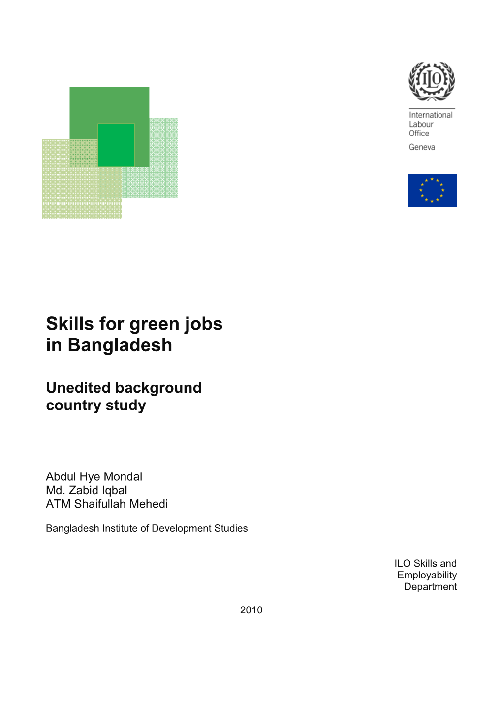 Skills for Green Jobs in Bangladesh