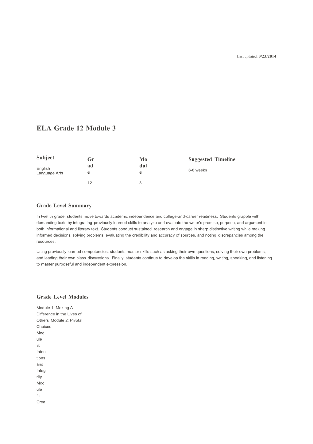 ELA Grade 12 Module 3