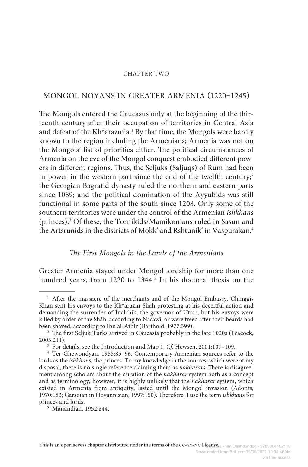 Mongol Noyans in Greater Armenia 1220 1245