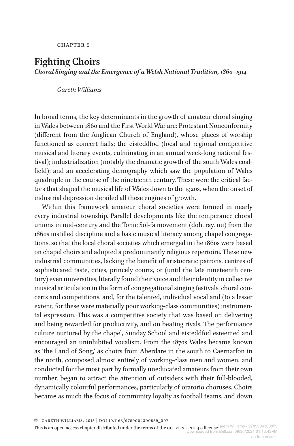 Fighting Choirs Choral Singing and the Emergence of a Welsh National Tradition, 1860–1914