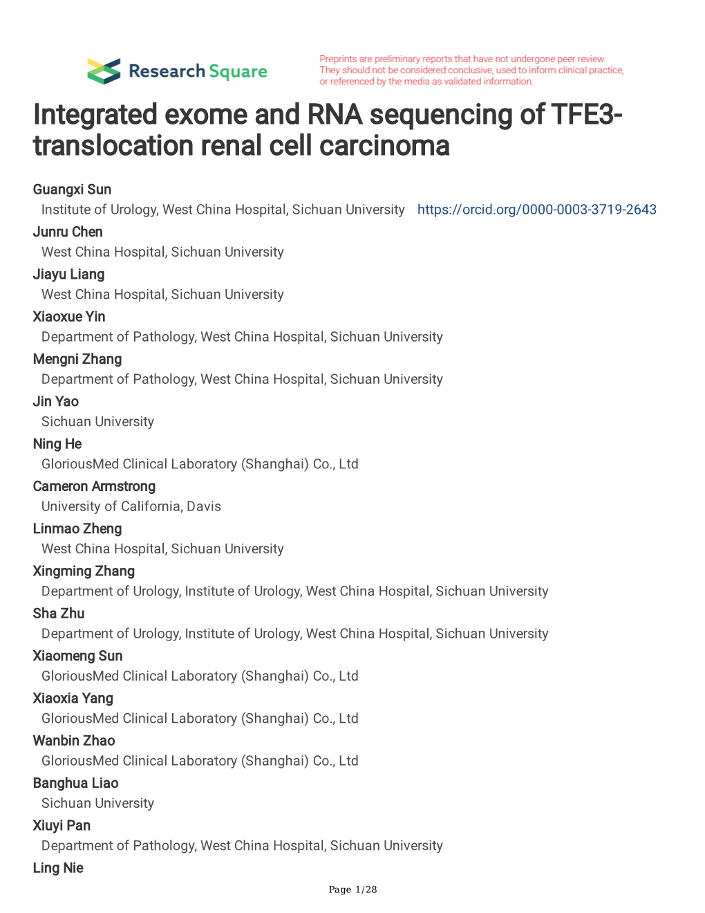 Translocation Renal Cell Carcinoma