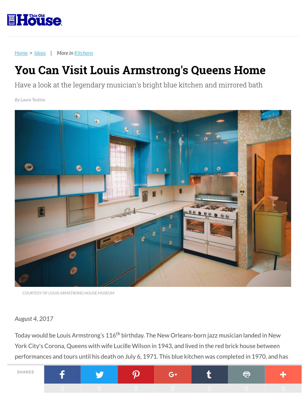 You Can Visit Louis Armstrong's Queens Home Have a Look at the Legendary Musician's Bright Blue Kitchen and Mirrored Bath