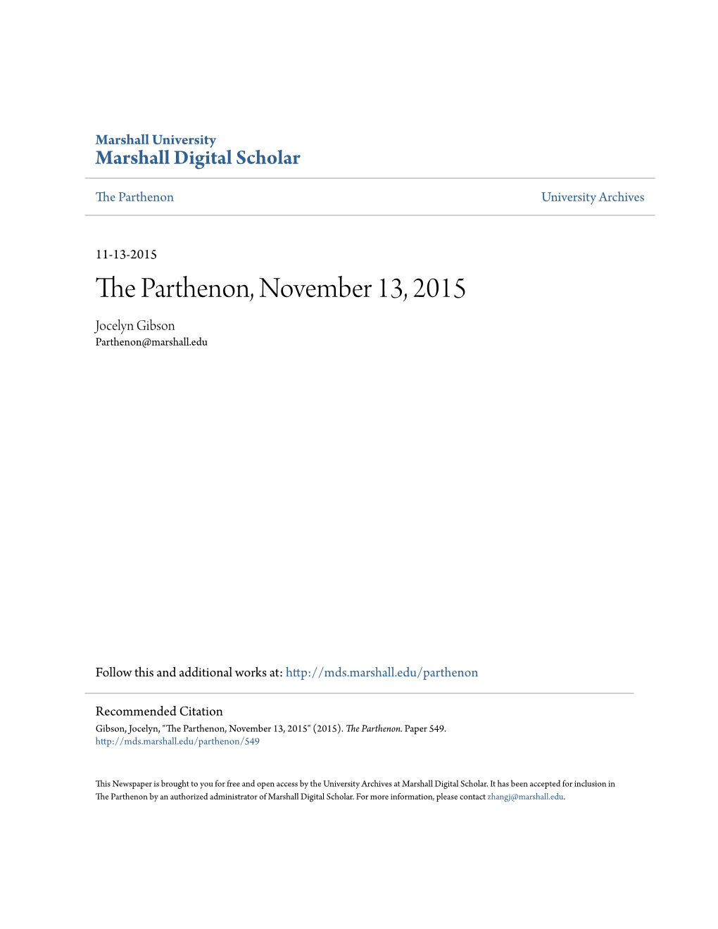 The Parthenon, November 13, 2015