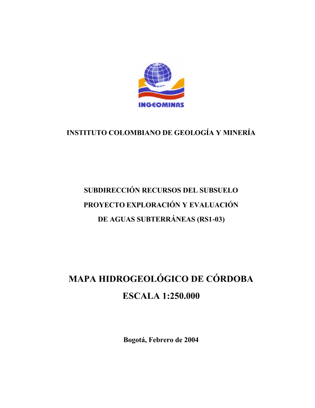 Mapa Hidrogeológico De Córdoba Escala 1:250.000