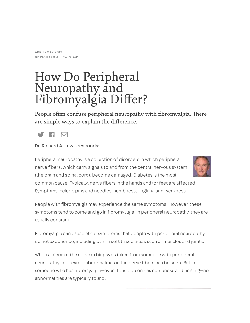 How Do Peripheral Neuropathy and Fibromyalgia Di�Er?