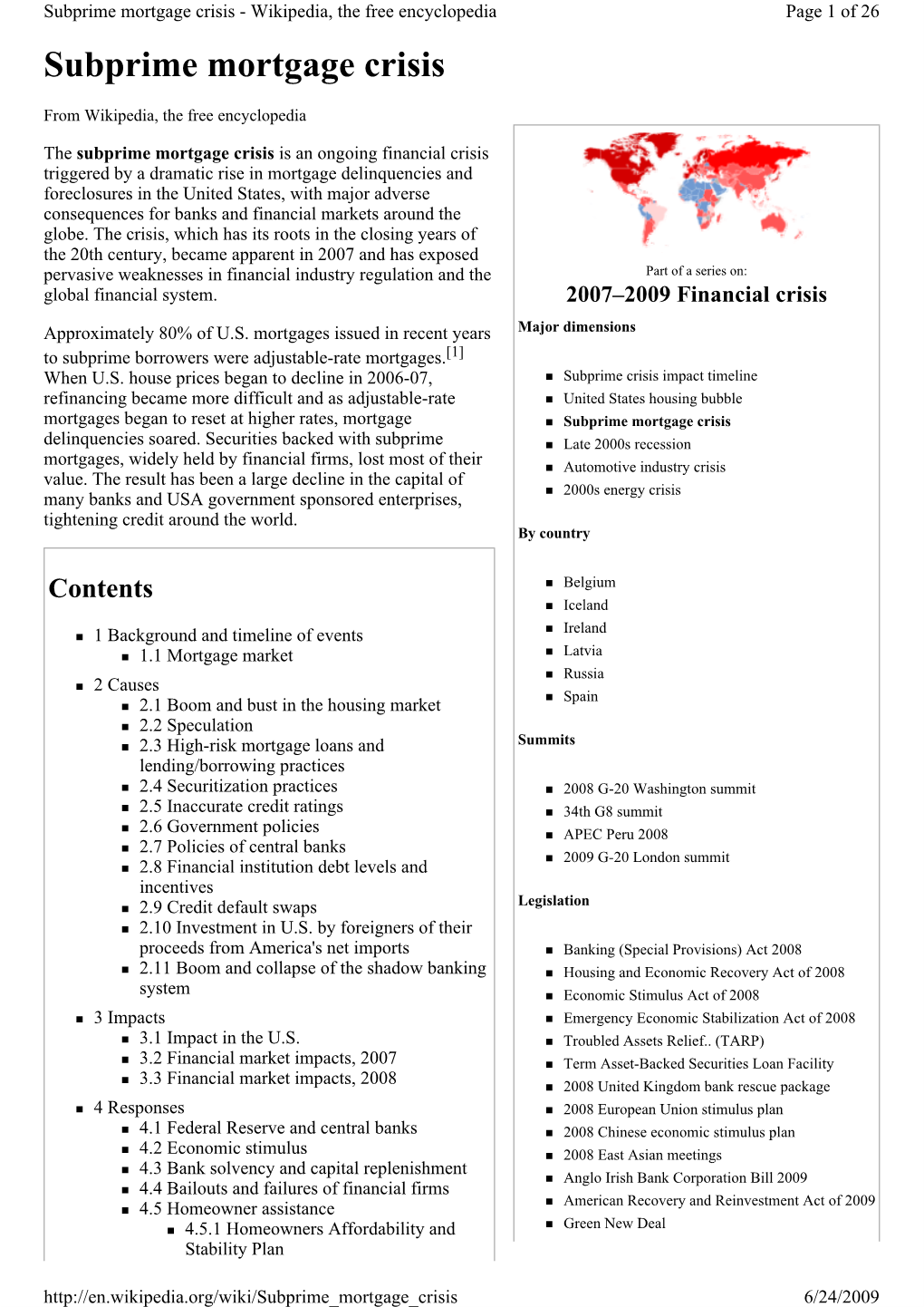 Subprime Mortgage Crisis - Wikipedia, the Free Encyclopedia Page 1 of 26 Subprime Mortgage Crisis