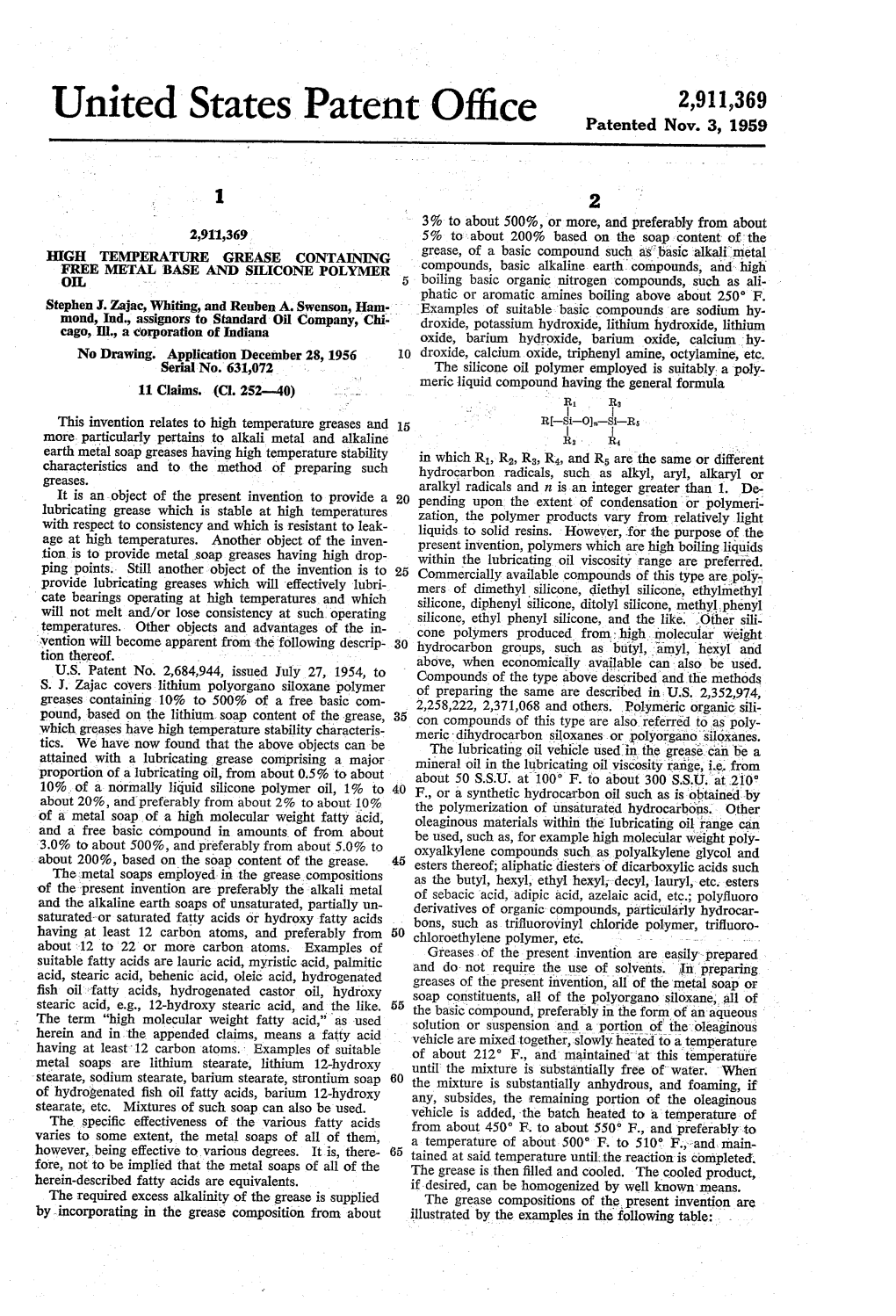 United States Patent Office Patented Nov