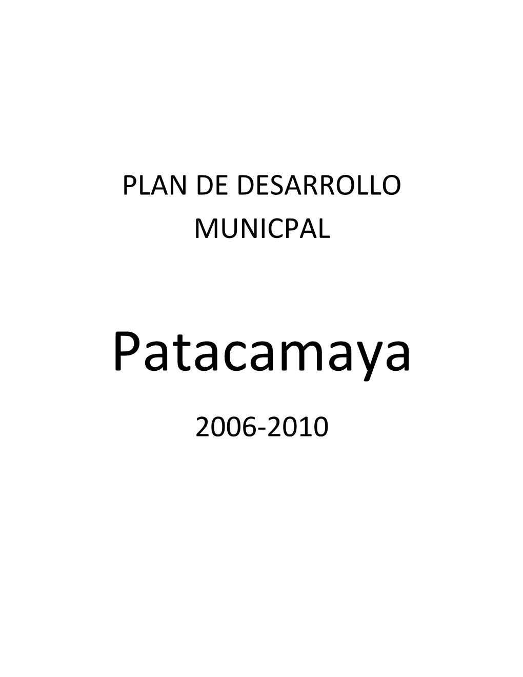Plan De Desarrollo Municpal 2006-2010
