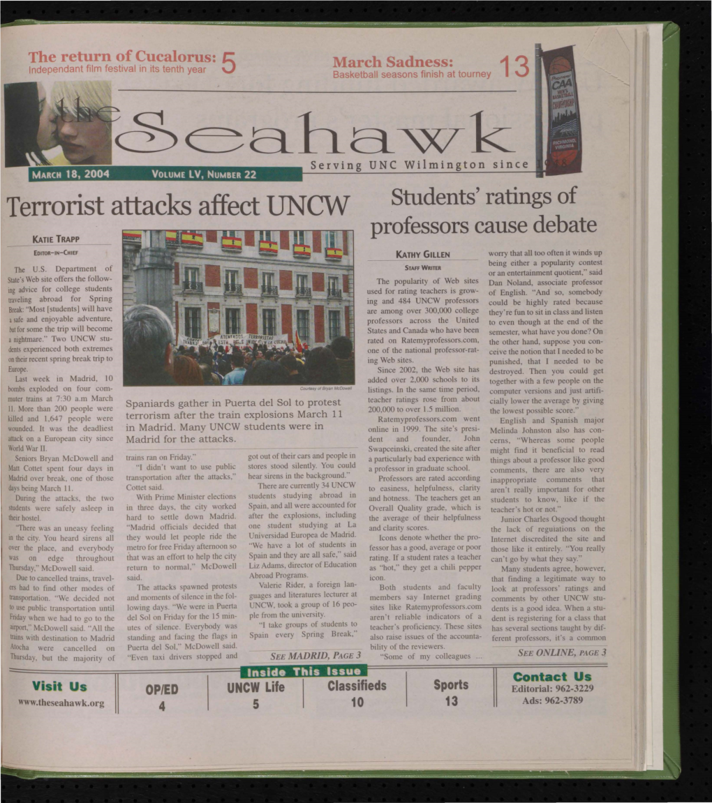 1 3 Terrorist Attacks Affect UNCW