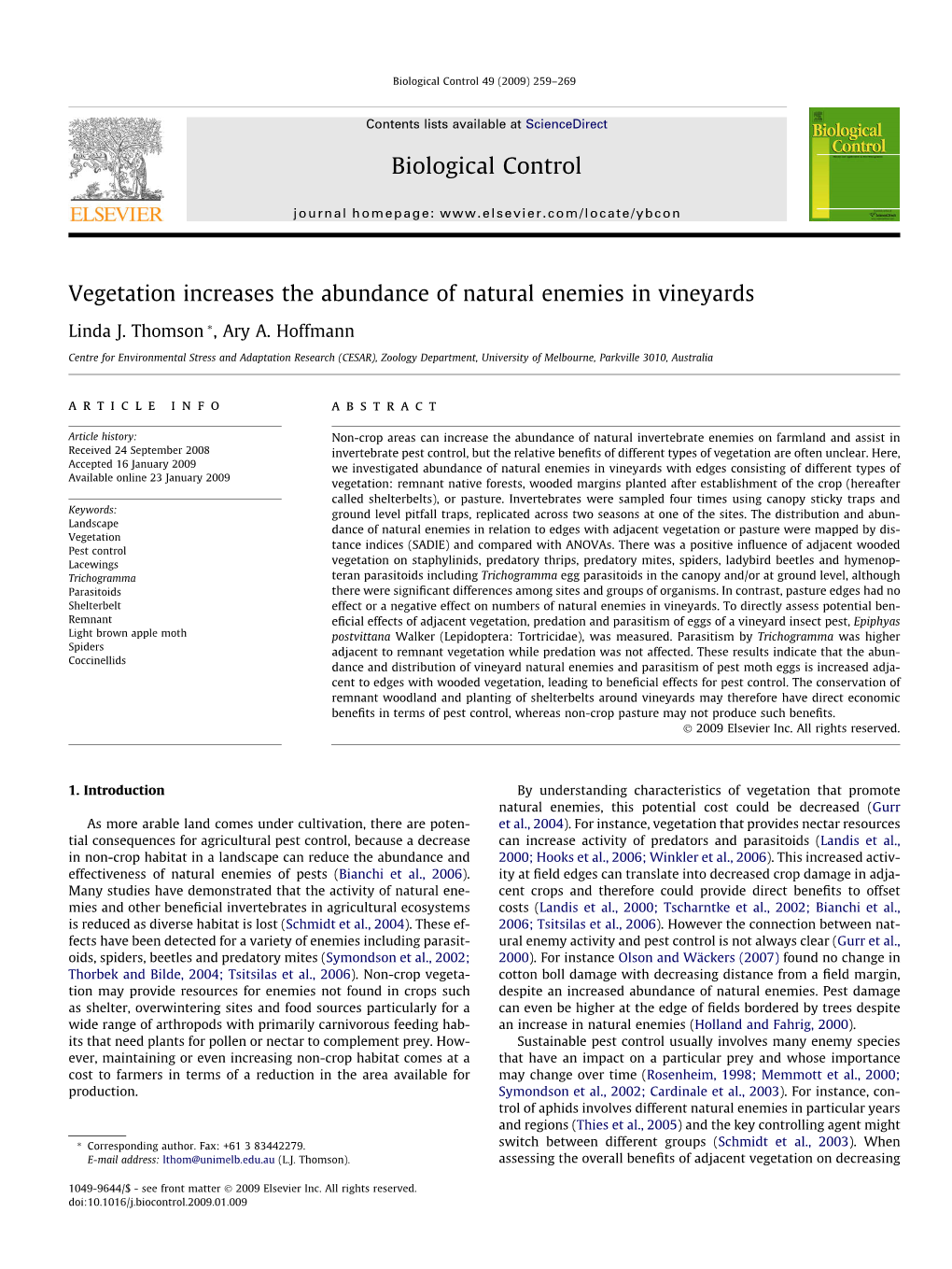 Vegetation Increases the Abundance of Natural Enemies in Vineyards