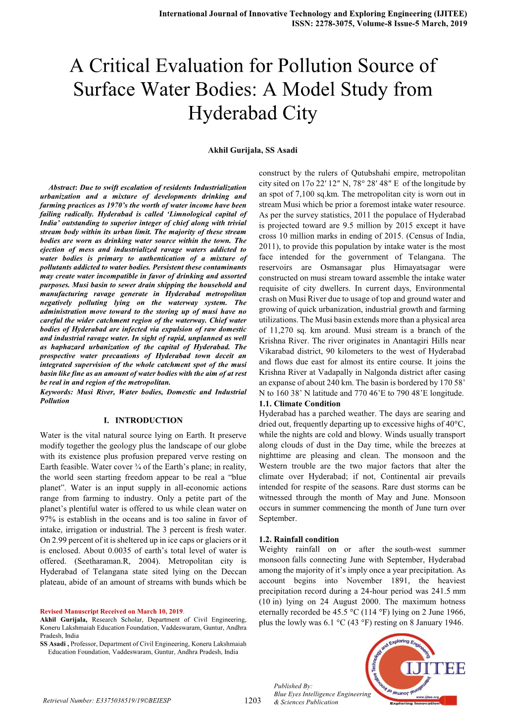 A Model Study from Hyderabad City