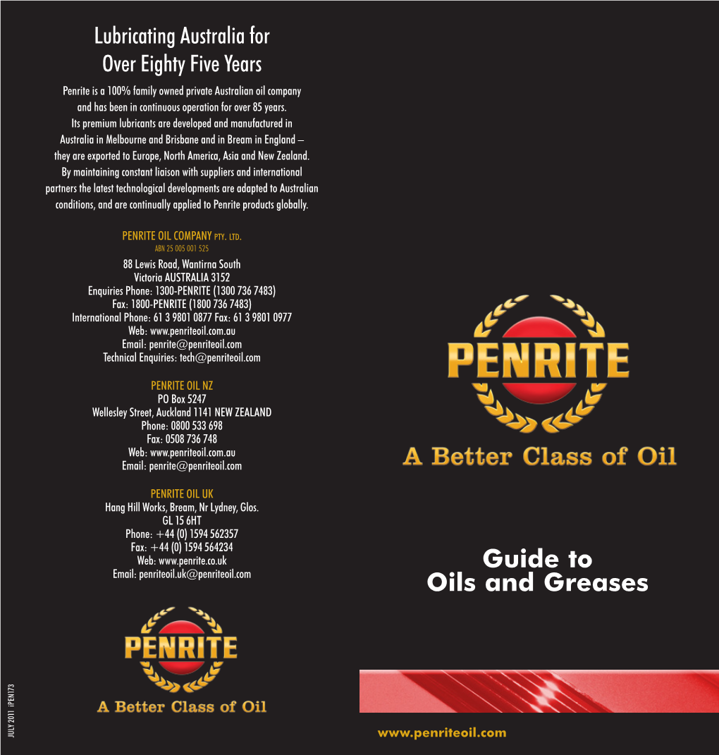 Guide to Oils and Greases