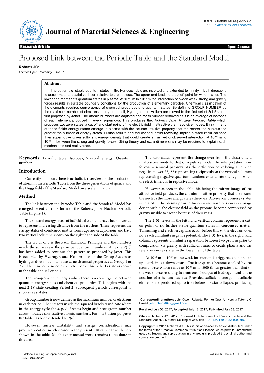 Proposed Link Between the Periodic Table and the Standard Model