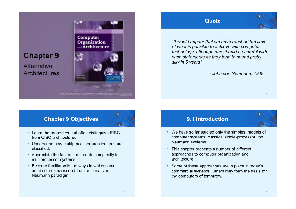 9.4 Parallel and Multiprocessor Architectures Architectures