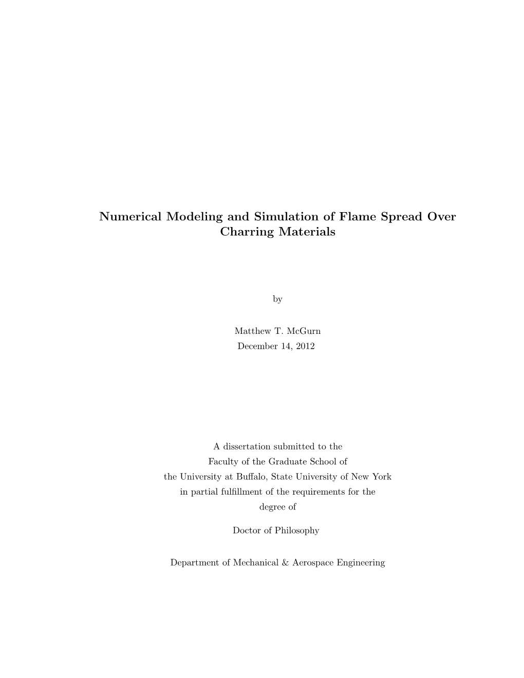 Numerical Modeling and Simulation of Flame Spread Over Charring Materials