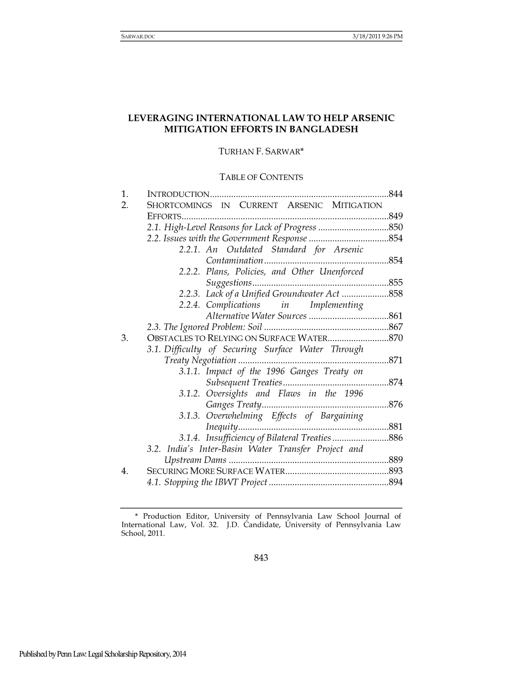 Leveraging International Law to Help Arsenic Mitigation Efforts in Bangladesh