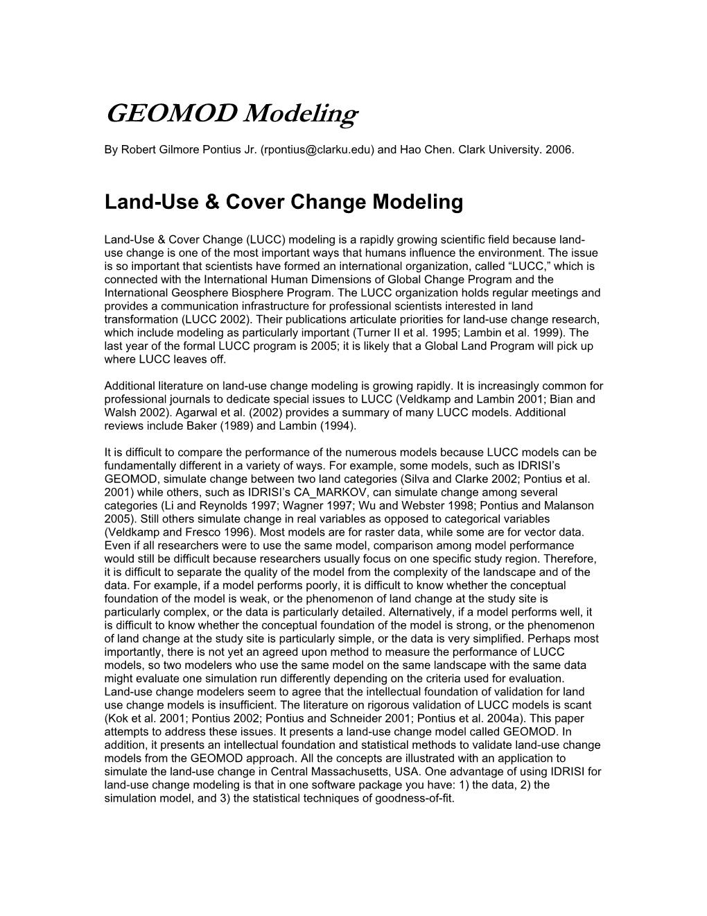 GEOMOD Modeling