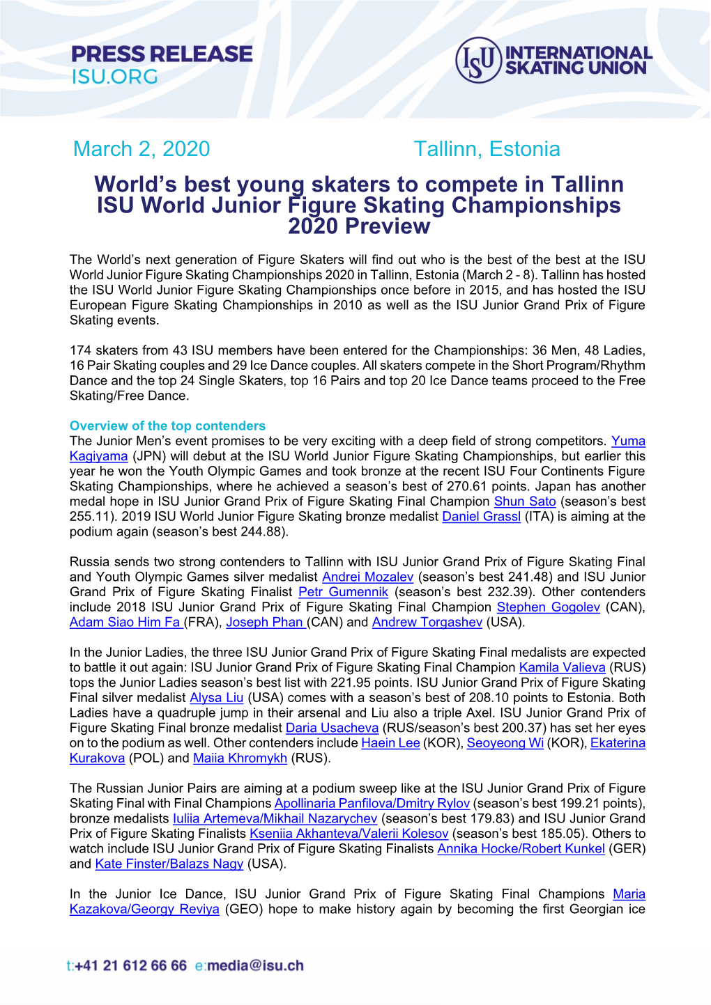 ISU World Junior Figure Skating Championships 2020 Preview