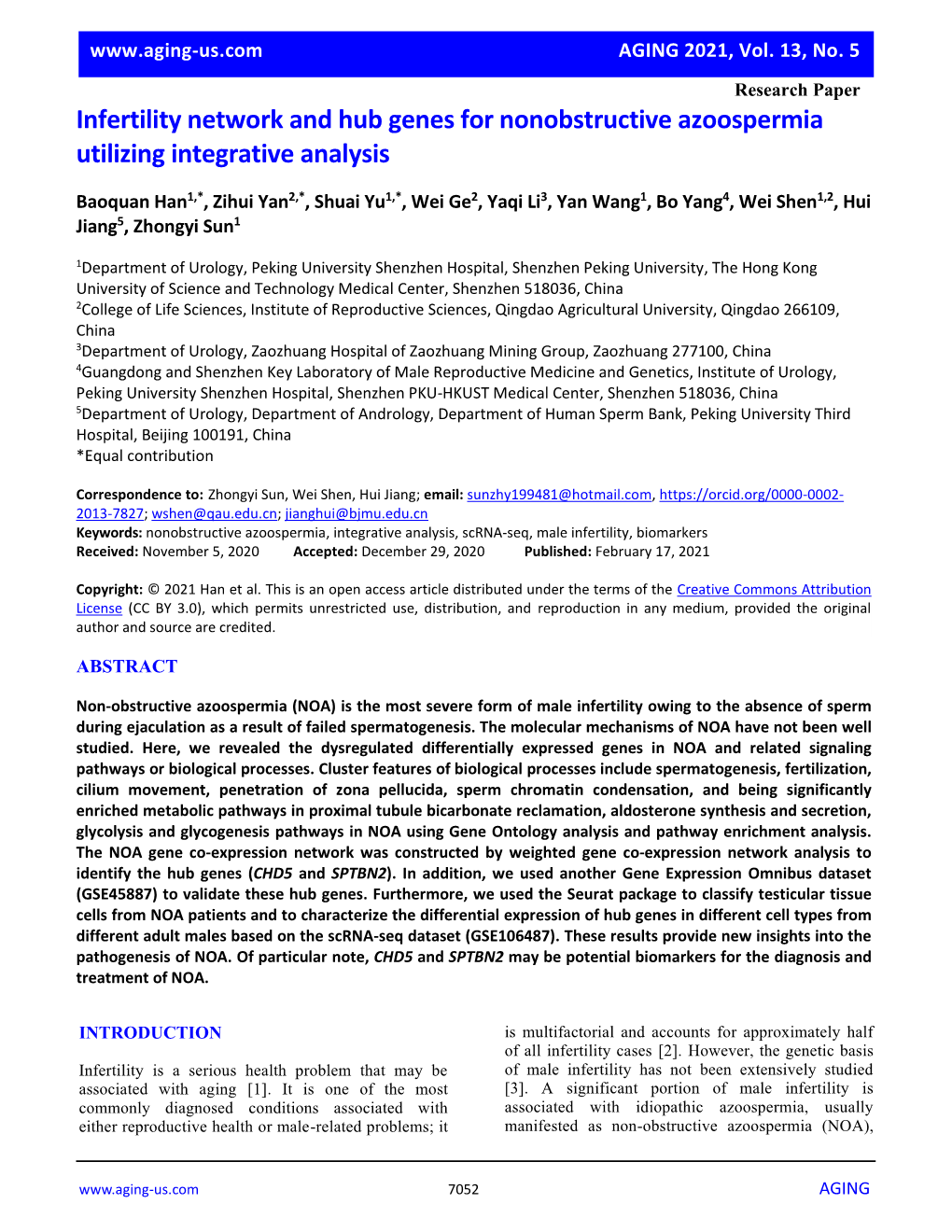 Infertility Network and Hub Genes for Nonobstructive Azoospermia Utilizing Integrative Analysis
